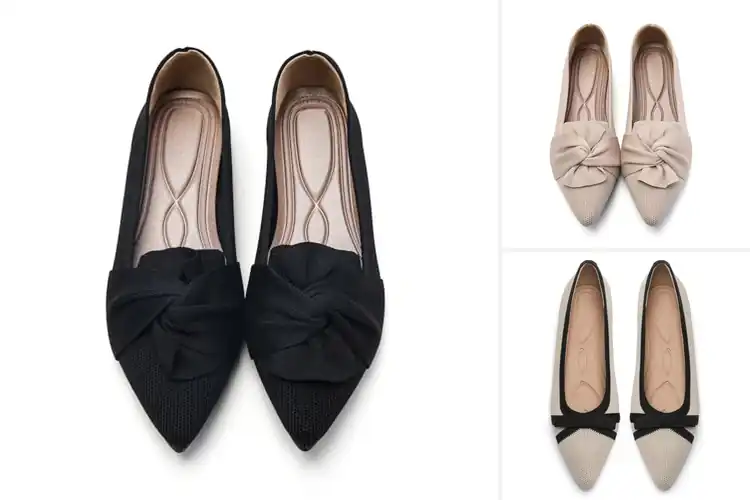 Detailed view of Best Breathable Knit Bow Flats For Women