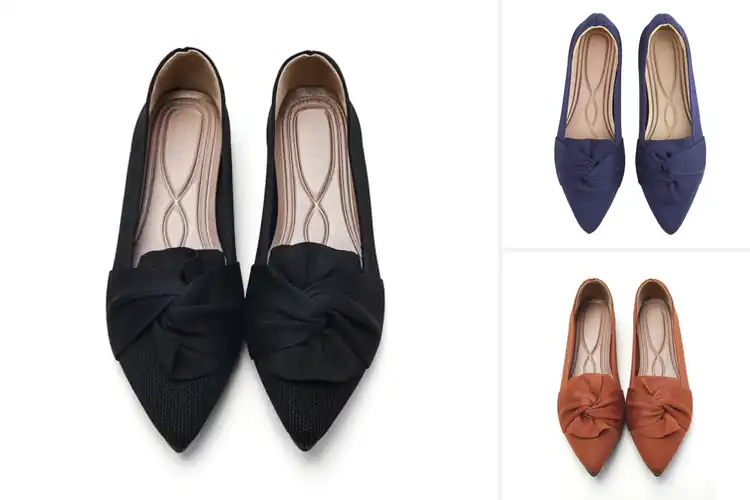 Detailed view of Best Comfortable Bow Knit Ballet Flats